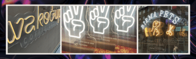 Warm white LED neon peace hand signs used as event awards
