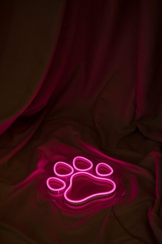 Pink paw print LED neon sign